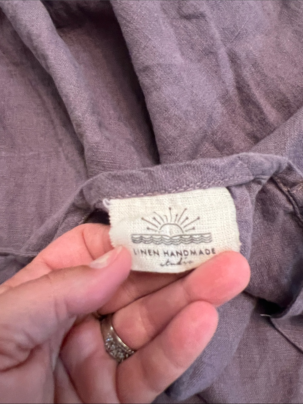 LINEN HANDMADE STUDIO LINEN STRAP DRESS GIA PURPLE SIZE MEDIUM - Picture 7 of 13